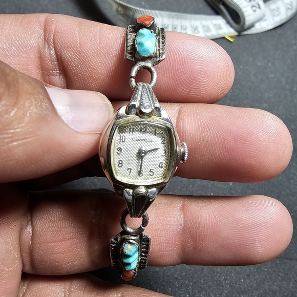 Vintage Caravelle Ladies Mechanical Cocktail Watch Sterling South Western Strap - Picture 1 of 12